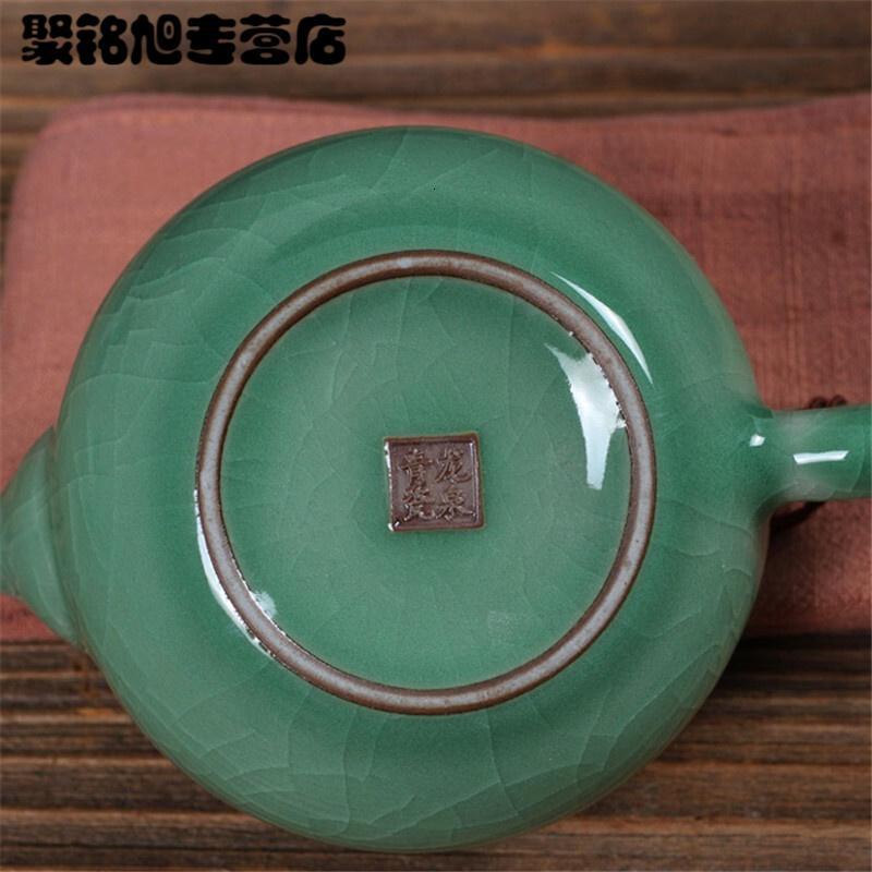 青瓷西施紫砂壶茶具哥窑茶壶陶瓷单壶带过滤泡茶壶200ml冰裂简经弟窑粉青单壶