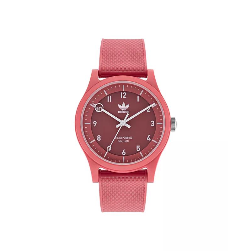 阿迪达斯(adidas)光动能潮流石英表39mm中性款粉色树脂表带防水户外手表高清大图