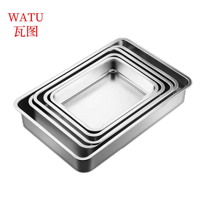 瓦图 不锈钢方盆带盖 菜盆加深托盘 60*40*10cm 个高清大图