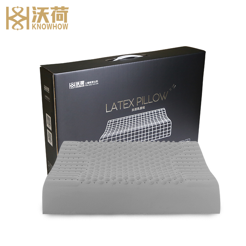 沃荷(KnowHow)泰国进口天然乳胶成人防螨竹炭颗粒按摩枕颈椎枕橡胶枕头枕芯乳胶枕