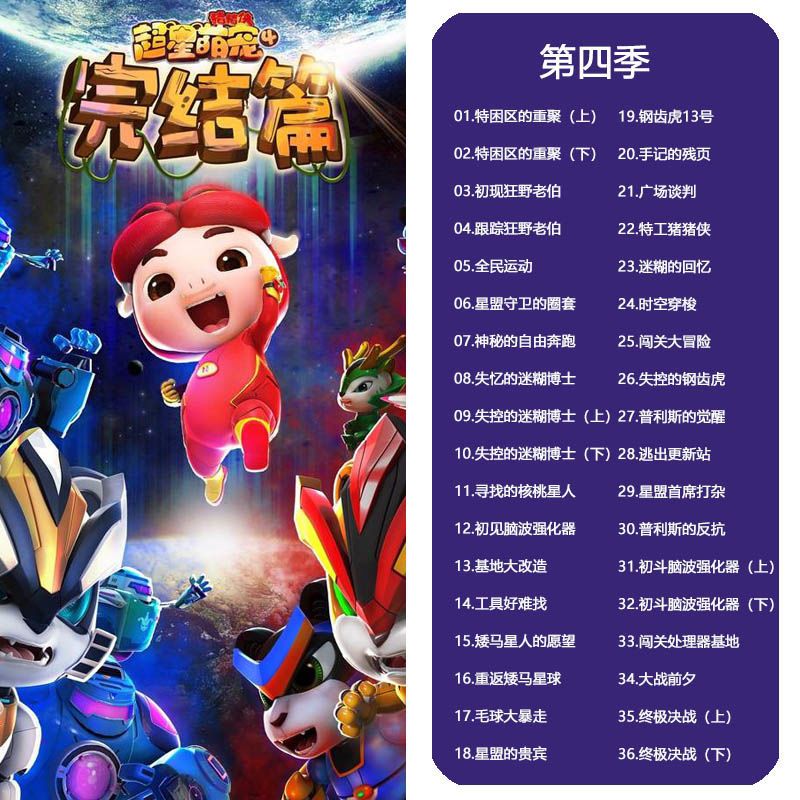 儿童早教益智动画片猪猪侠之超星萌宠第14季4dvd高清卡通碟片第一季