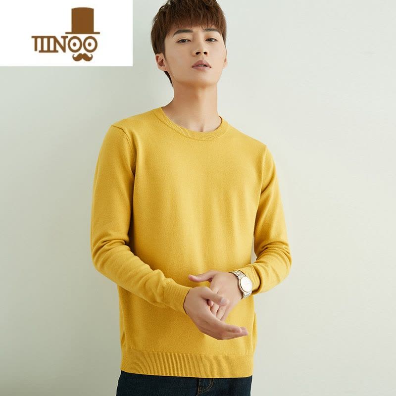 YANXU男士圆领V领套头毛衣长袖打底针织衫保暖内搭毛衫宽松男装潮图片