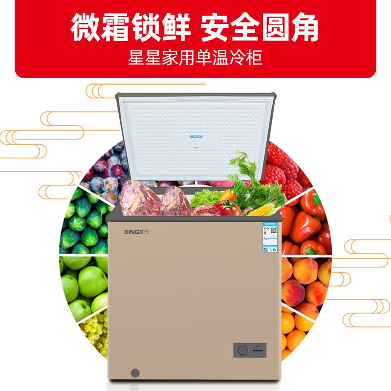 星星(XINGX) 101L 家用冷柜 卧式冷柜 冷藏冷冻转换柜 安全圆角 微霜系统 节能省电 BD/BC-101R图片