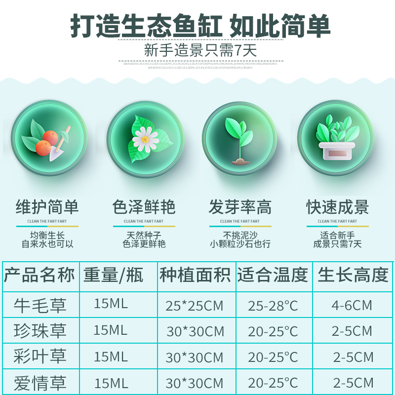 鱼缸水种子牛毛真植物鱼缸造景装饰懒人净化水质的种籽高清大图