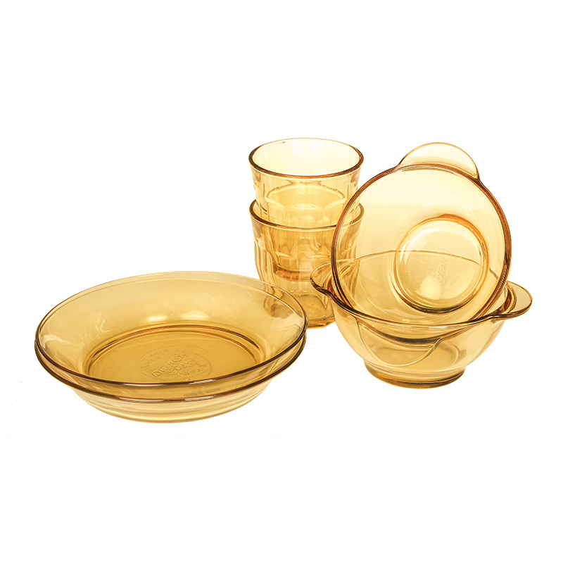 康宁pyrex 玻璃餐具6a件组(2个小汤盘+2个带耳碗+2个水杯)PX-SY6A/HP高清大图