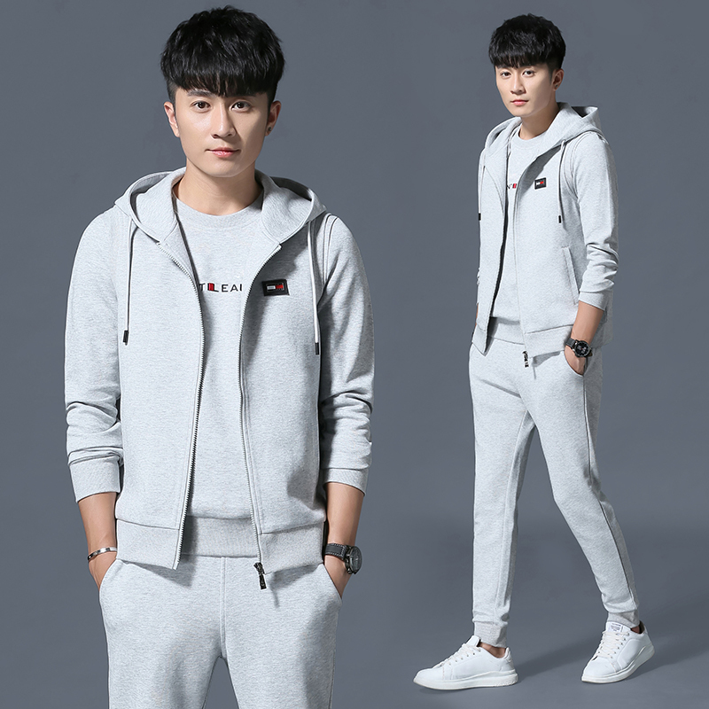 锋非凡品牌连帽套装男卫衣春秋款运动套装韩版潮流三件套衣服男帅气
