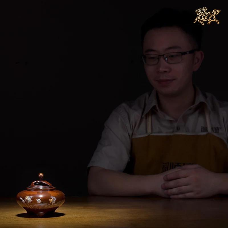 美帮汇全铜摆件《高冈铜器之波千鳥》铜工艺品 香炉高清大图