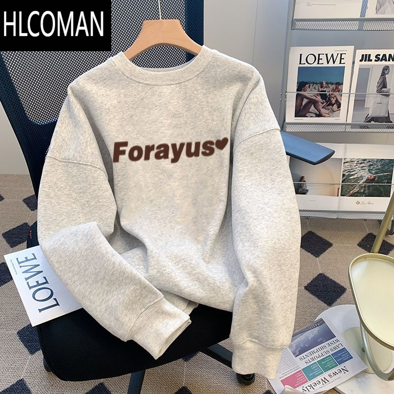 HLCOMAN长袖t恤男士新款休闲打底衫宽松韩版情侣装卫衣外套上衣服