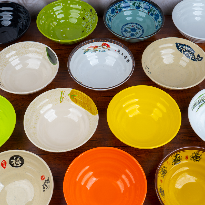 密胺碗面馆专用仿瓷 7英寸[螺纹碗] 星级材质高清大图