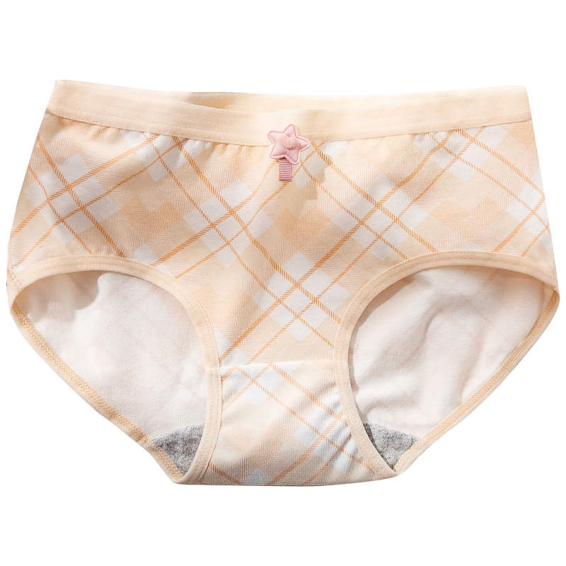 浪莎内裤女士中腰纯棉印花裤衩青春气息糖果色彩日系三角短裤头5条