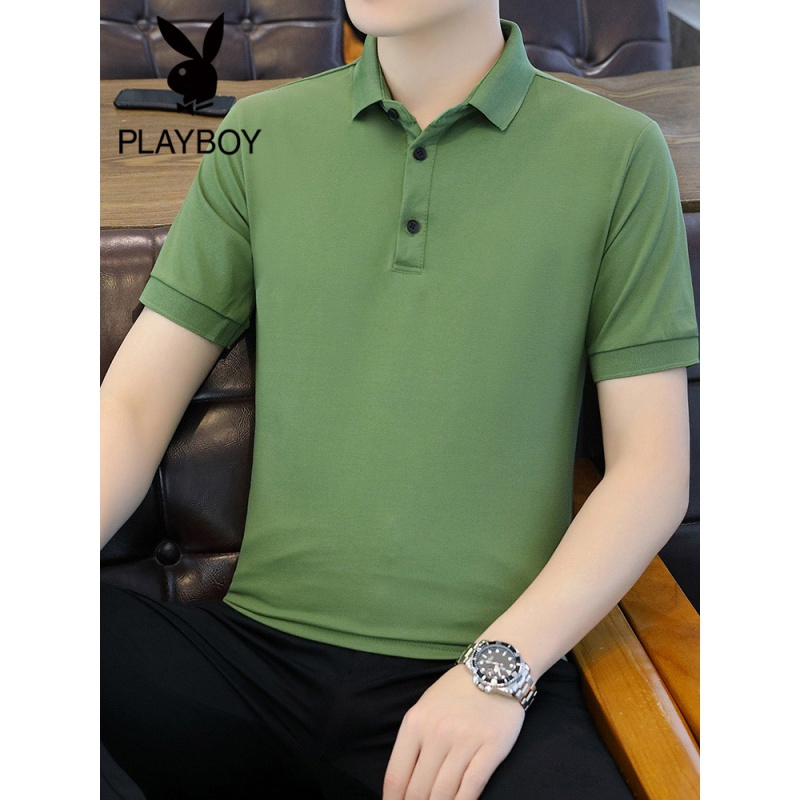 花花公子2022夏季新款潮流polo衫男休闲简约纯色港风短袖上衣帅气