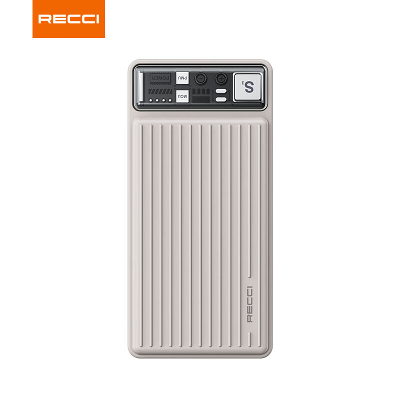 RECCI锐思移动电源一万容量多接口Type-C口充电宝支持USB口输出RPB-N40C 浅月灰