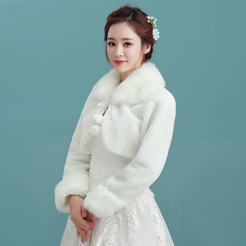 婚纱披肩冬新娘结婚加厚保暖流苏红色百搭外套旗袍披肩斗篷女秋冬|09