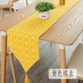 北欧桌旗 棉麻家用桌布电视柜长桌旗欧式茶几现代简约轻奢床旗 黄色棋盘 30*140cm（适合80-100cm左右_29
