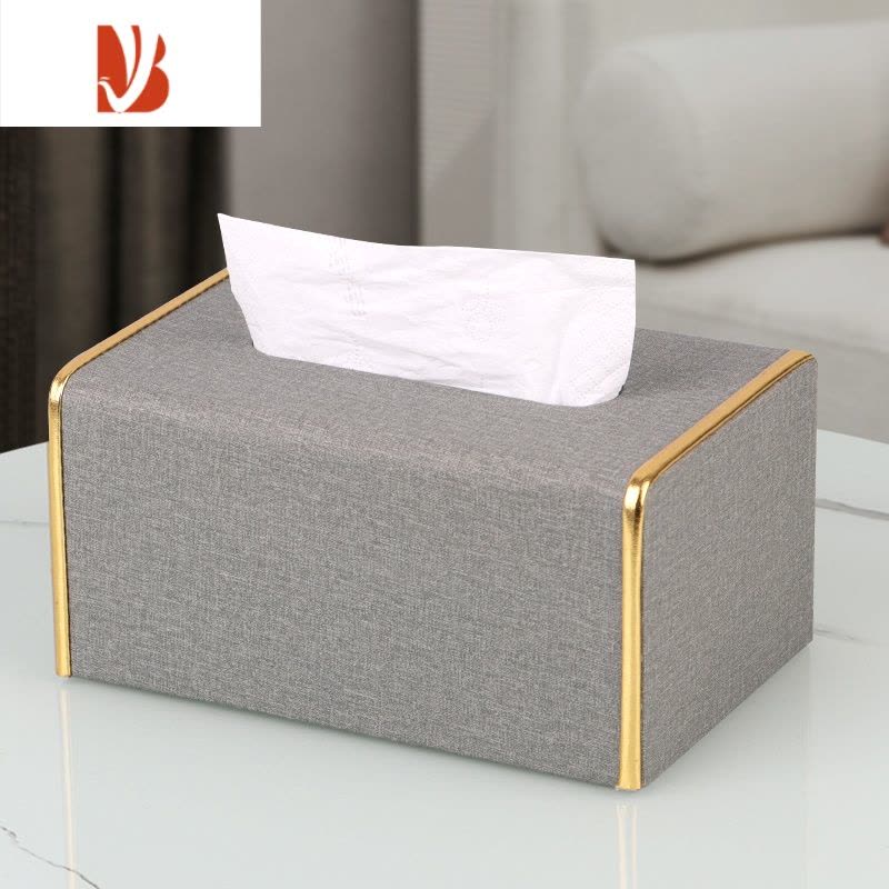 三维工匠纸巾盒抽纸盒家用客厅轻奢创意茶几收纳盒纸抽盒遥控器收纳盒 古铜灰(单用款H-02)图片