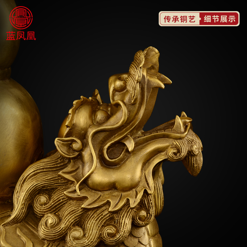 家柏饰(CORATED)铜摆件龟背葫芦铜制玄灵护岁福禄归来 12号龙龟背葫芦可开盖+赠底座高清大图
