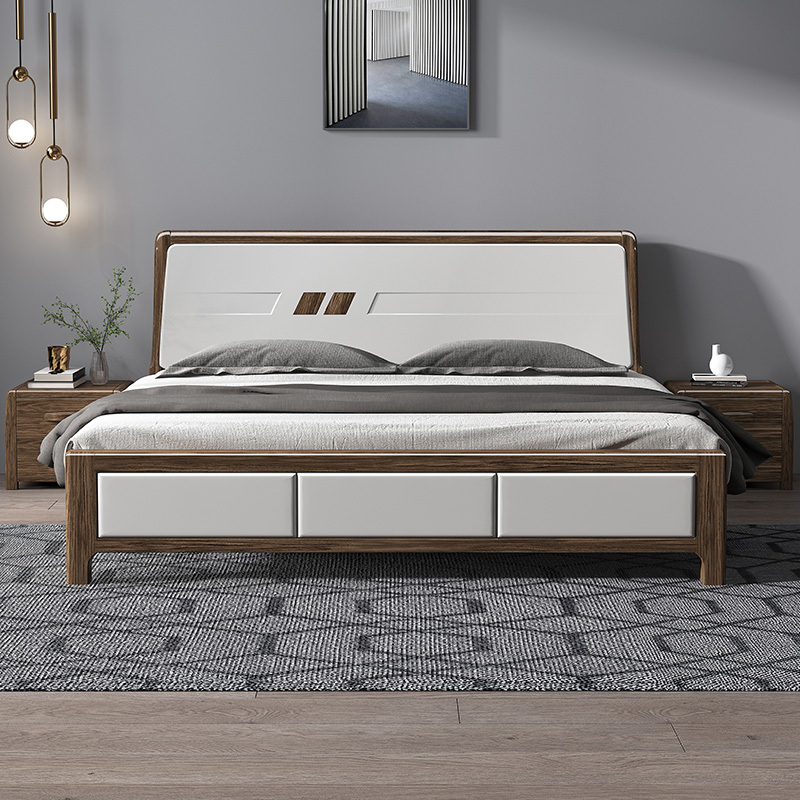 锐取床北欧实木床现代简约大小户型主卧室18米双人床15米乌金实木床