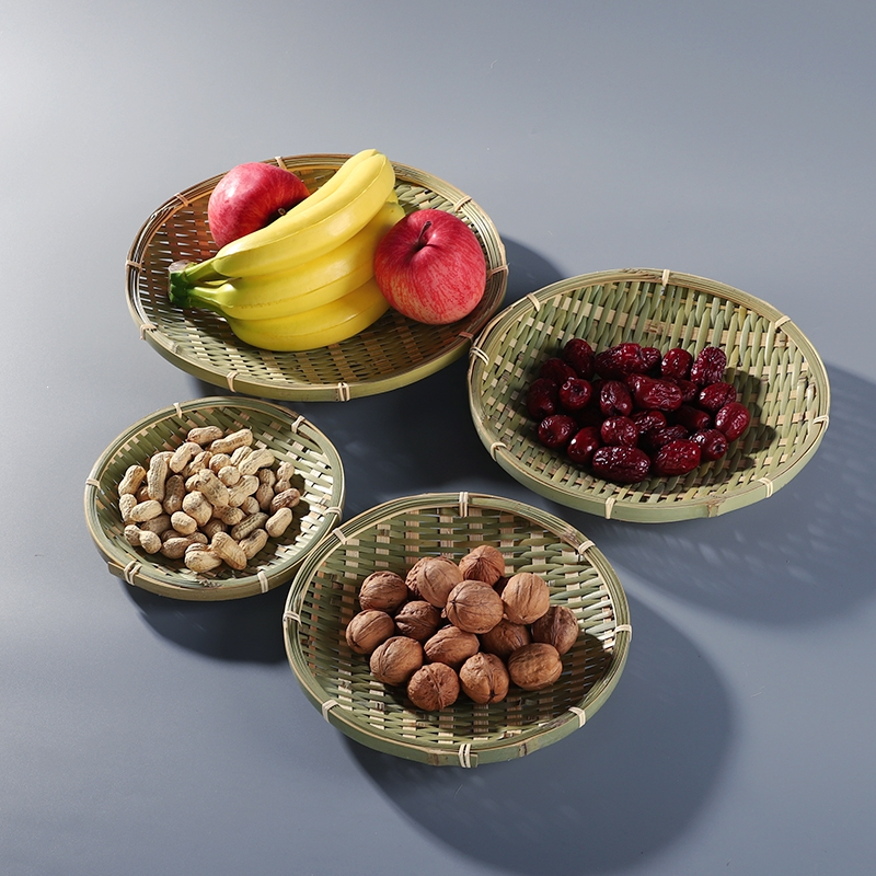 符象竹编果盘家用馒头筐创意水果盘子客厅竹盘手工竹篮子竹簸箕竹制品