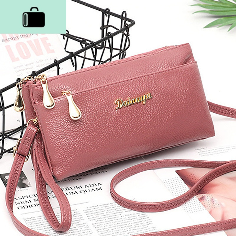 斜挎零钱包女单肩小包迷你手机包双层拉链中年妈妈买菜包软手拿包NEW LAKE女手包