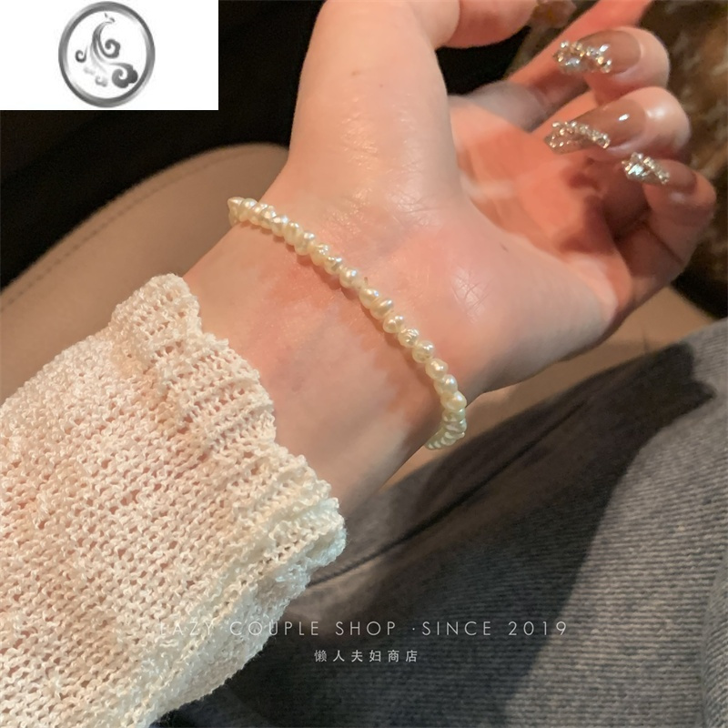 JiMi轻奢淡水珍珠小米珠手链女ins小众设计气质简约百搭弹力手环