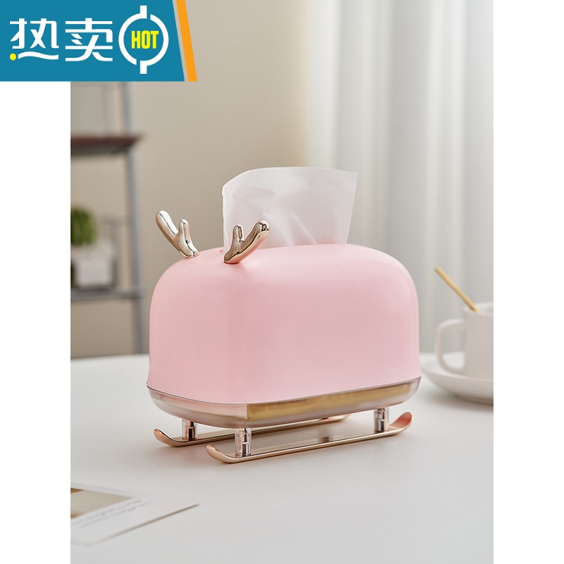 敬平现代简约创意抽纸盒摆件轻奢客厅收纳餐桌茶几家用装饰纸巾盒 !雪地精灵-小白高清大图