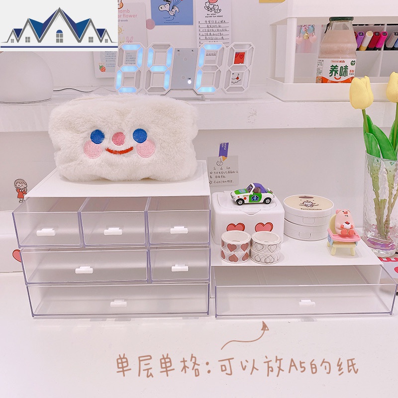 尤物少女*ins简约风组合桌面收纳盒 办公学习抽屉式大容量整理盒 三维工匠高清大图