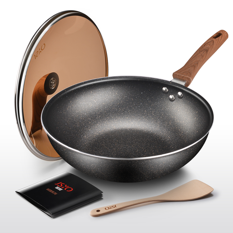 智贤jsyo-纯臻无烟不粘炒锅 天然麦饭石补充微元素家用炒菜锅 燃气