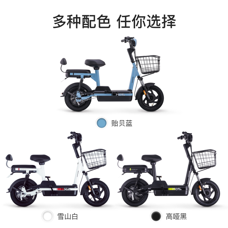 绿源电动车48v12a小型电动自行车FEO2女士带娃代步助力迷你电瓶车 高哑黑