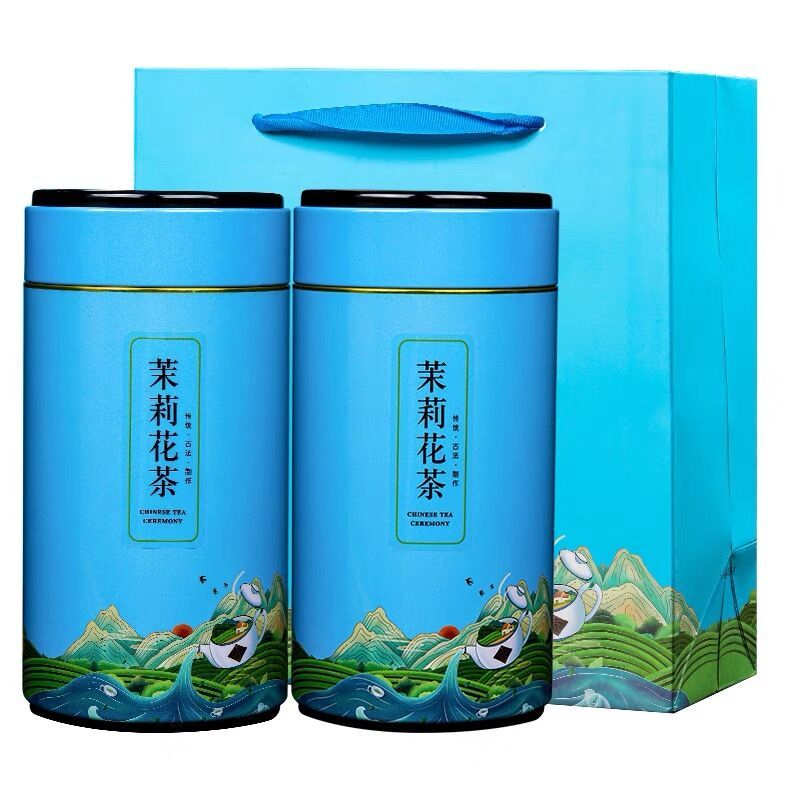 福岗茉莉花茶特级浓香型新茶毛尖绿茶茉莉龙珠飘雪茶叶礼盒装500g