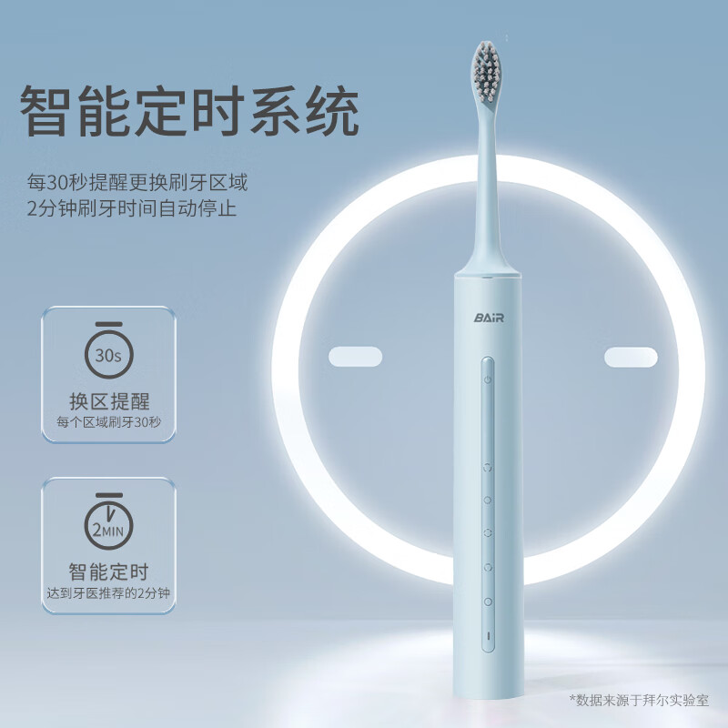 拜尔A9 电动牙刷成人声波充电式震动牙刷软毛情侣款学生党智能自动牙刷男女士柔蓝高清大图