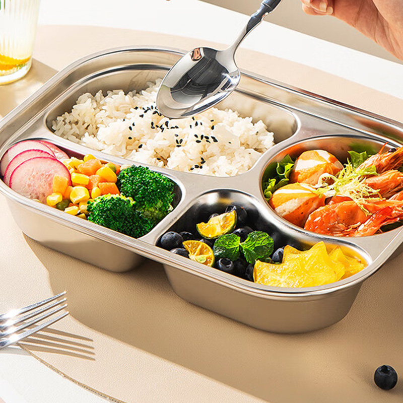MAXCOOK美厨餐盘4格304不锈钢MCFT8722弧形内角高清大图