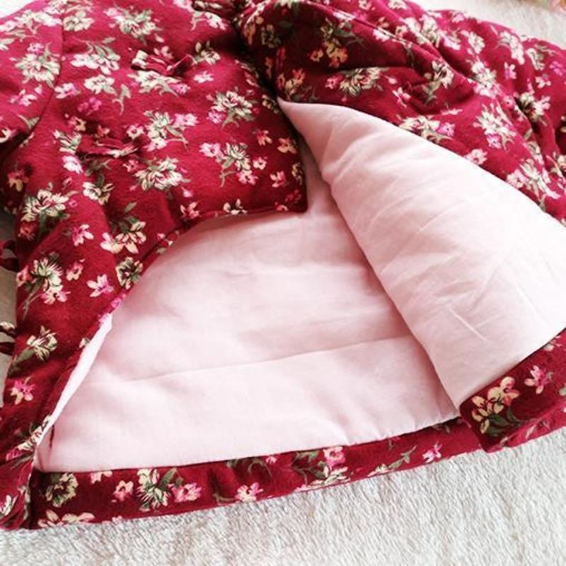 女童唐装棉衣冬季加厚宝宝棉袄碎花幼儿内胆小棉衣民族风儿童唐装