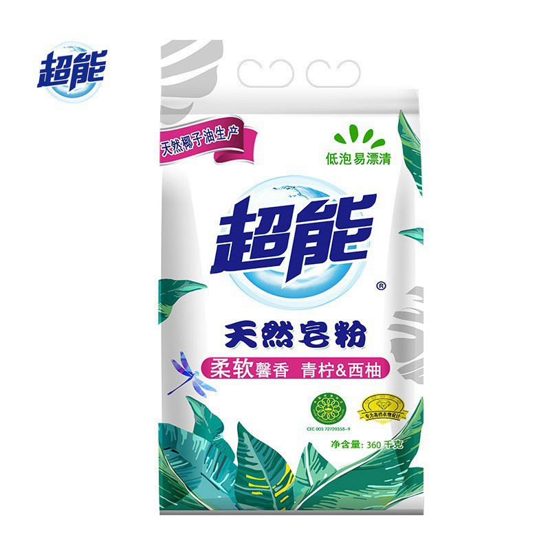 超能柔软馨香天然皂粉360G-青柠西柚(袋) 18袋/箱 10箱装
