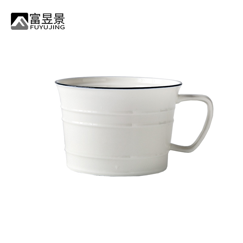 富昱景 欧式景德镇创意字母陶瓷餐具家用餐盘套装菜盘汤盘组合 5.5英寸手柄碗