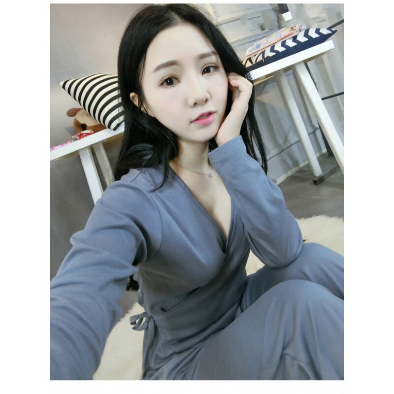 波迷娜(BOMINA)和服秋装睡衣女秋季季纯棉甜美长袖套装可外穿秋款韩版两件套