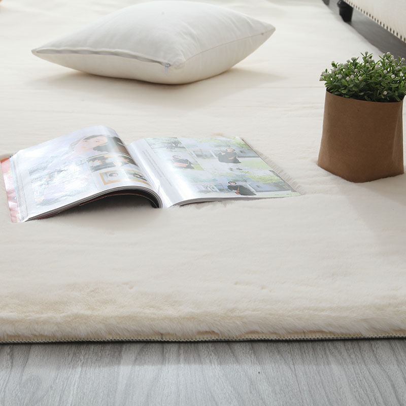 美帮汇加厚地毯卧室飘窗垫床边少女简约ins网红兔毛欧式客厅地垫可定制 米白色兔毛 120×180厘米（顺丰包邮、每平米1.7公斤）