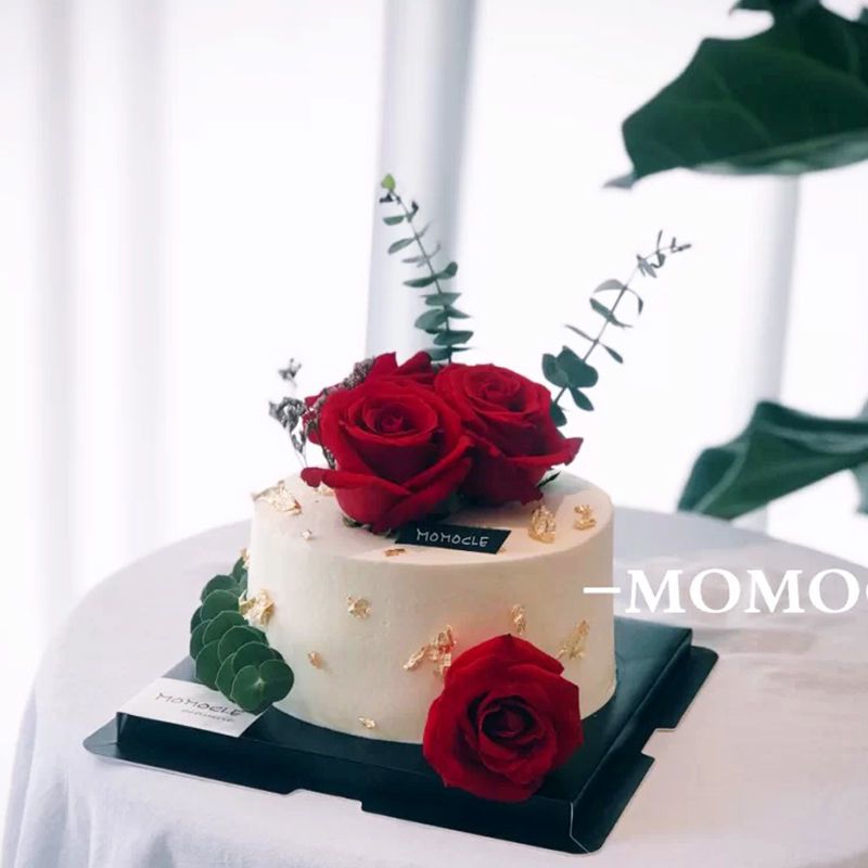 仿真玫瑰花 花瓣小花朵生日蛋糕装饰摆件情人节 求婚礼物绿叶插件 套餐16