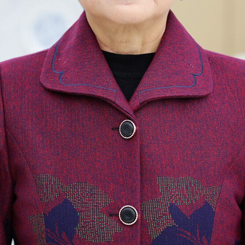 春秋装60-70-80岁薄开衫妈妈装老人衣服袖中老年人女装翻领宽松型上衣
