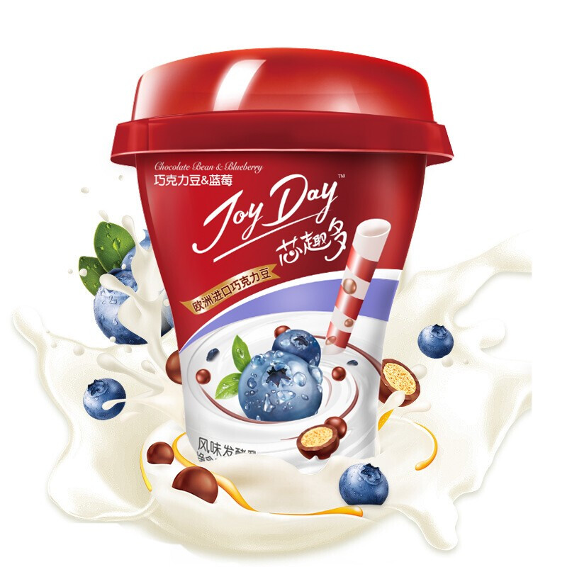 伊利joyday风味发酵乳吸果杯巧克力豆蓝莓酸奶酸牛奶220g1