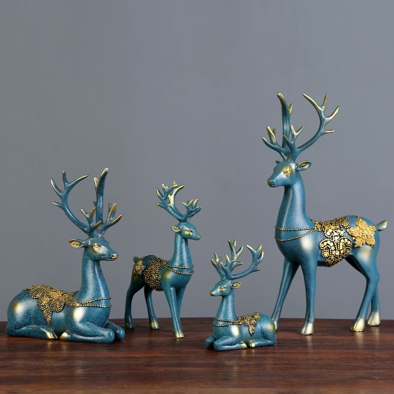 欧式麋鹿摆件一对 欧式家居饰品鹿摆件客厅办公室书房工艺品酒柜电视
