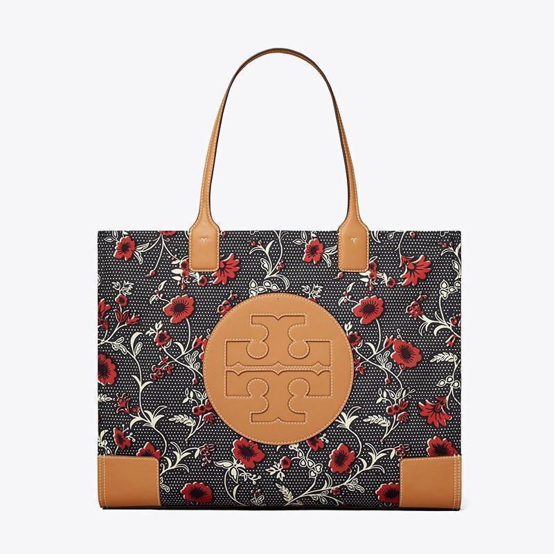 toryburch汤丽柏琦女包宋佳同款ella大号帆布拼牛皮托特包女士手提包