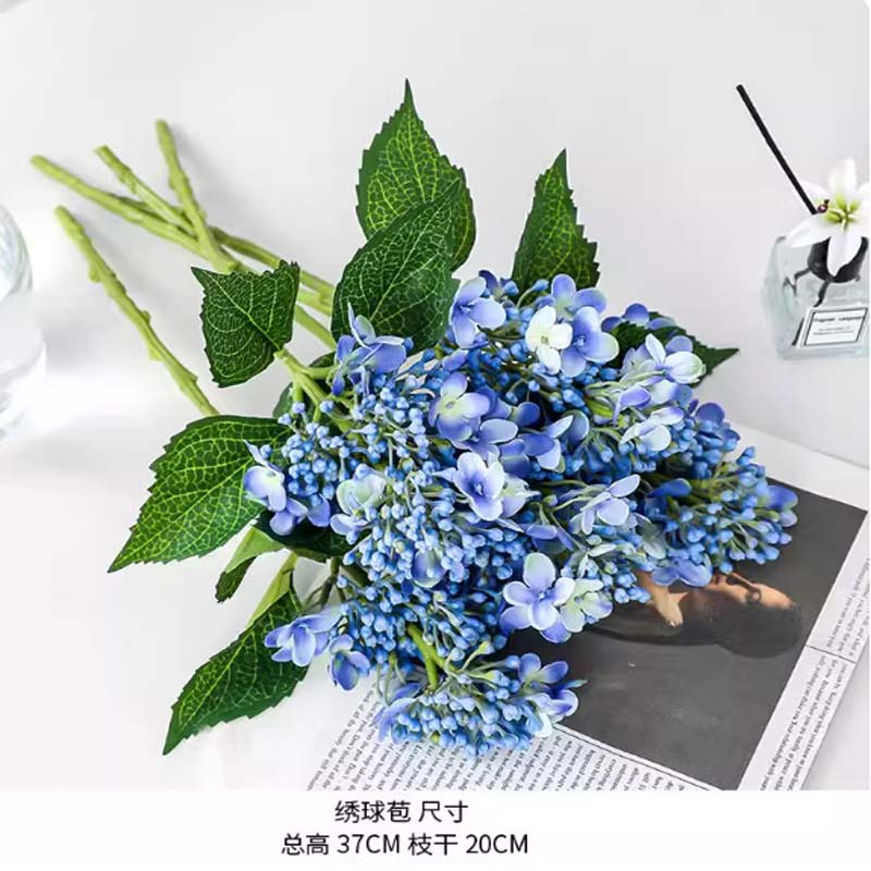 仿真花 雾霾蓝5支15朵花高清大图