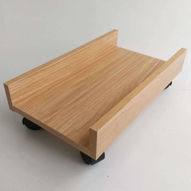 电脑主机托架台式机箱底座架移动托盘带滑轮架电脑托盘架木质加厚柚木