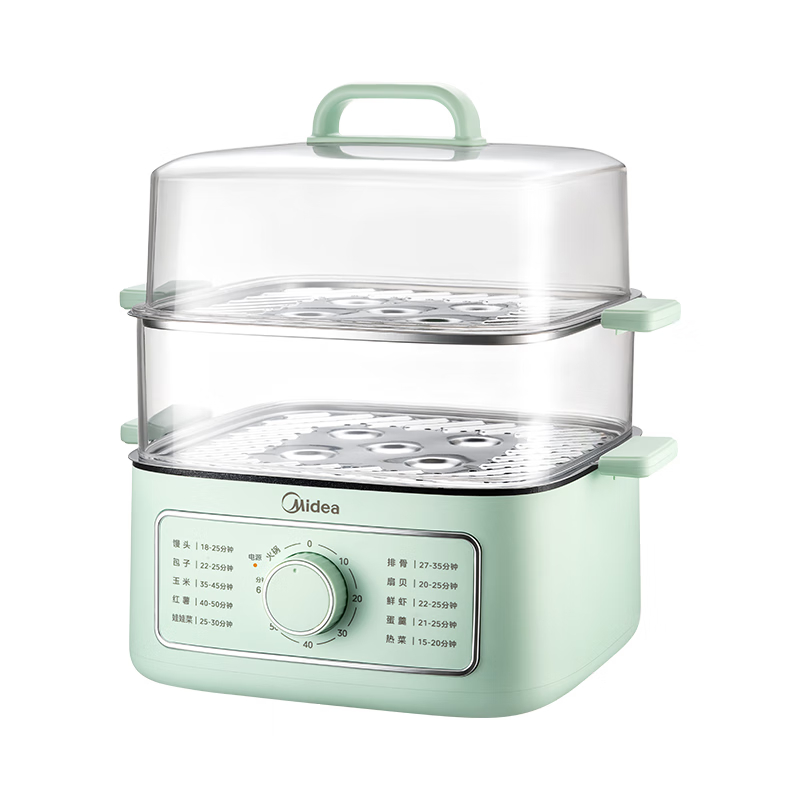 美的(Midea)电蒸锅大容量上蒸下煮双层可视蒸笼蒸锅早餐机蒸煮一体多功能电煮锅MZ-ZGE232306