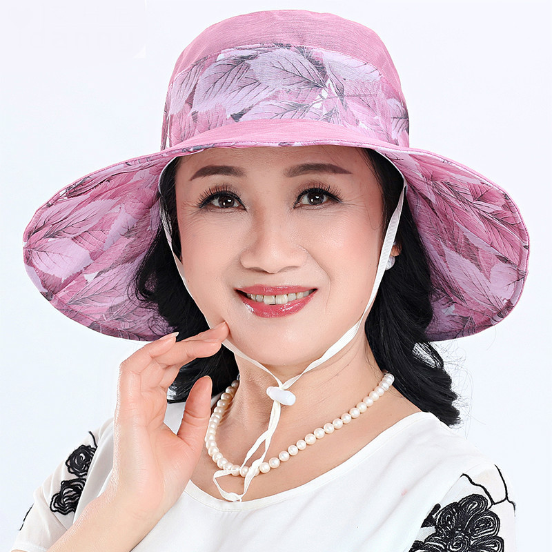 夏季中老年妈妈帽老人帽子女老年人防晒帽可折叠中年遮阳沙滩凉帽