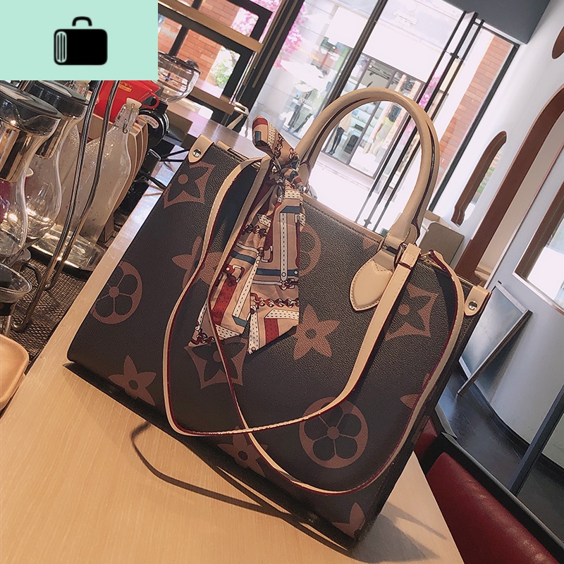 女包2020新款流行大花购物袋单肩包网红质感两面印花复古手提大包NEWLAKE高清大图