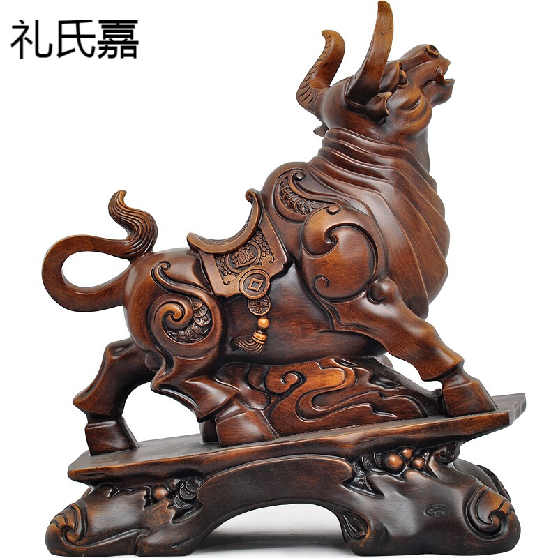 礼氏嘉礼品开业金牛摆件运势如虹牛摆设办公室公司商务礼品工艺饰品