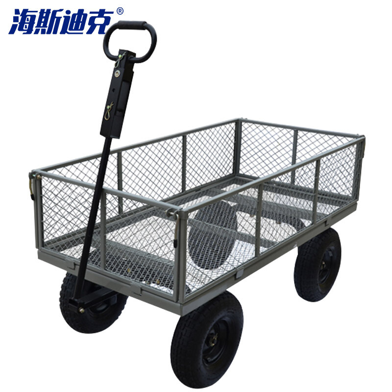 海斯迪克 gnjz-184 四轮手推网车 平板车折叠拖车 搬运拉货静音推车板车老虎车 B款大号网车灰色