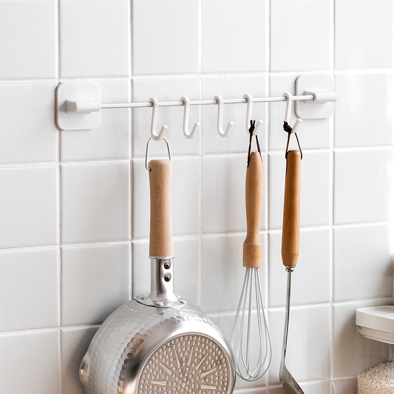 厨房墙壁上免打孔挂钩架壁挂式铲子勺子挂杆强力粘贴厨具收纳置物