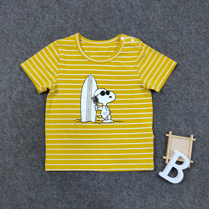史努比(SNOOPY)童装新款儿童T恤男童条纹半袖体恤中大童纯棉上衣夏装短袖t恤90-140cm